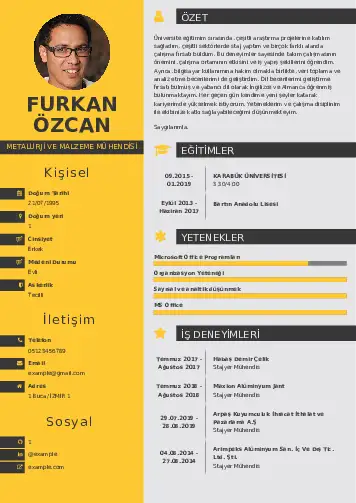 Metalürji Ve Malzeme Mühendisliği Cv Örnekleri cv indir